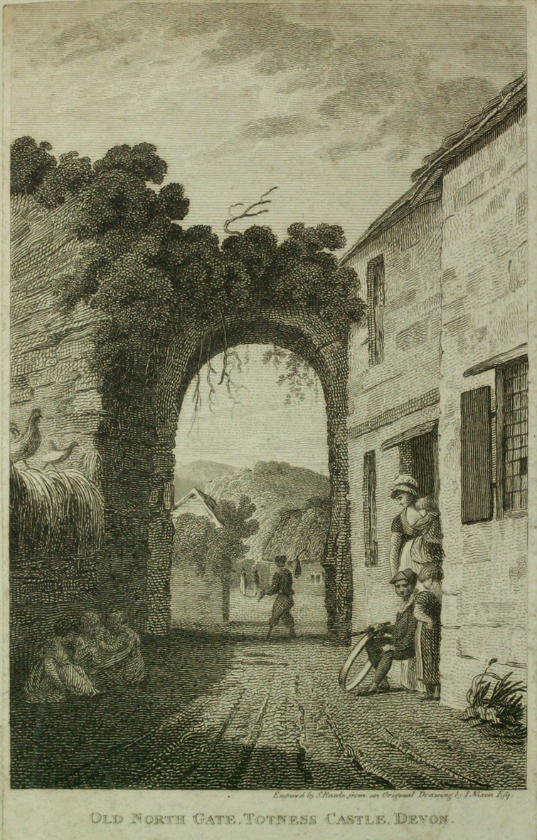 Print - Old North Gate, Totness Castle, Devon. - Rawle